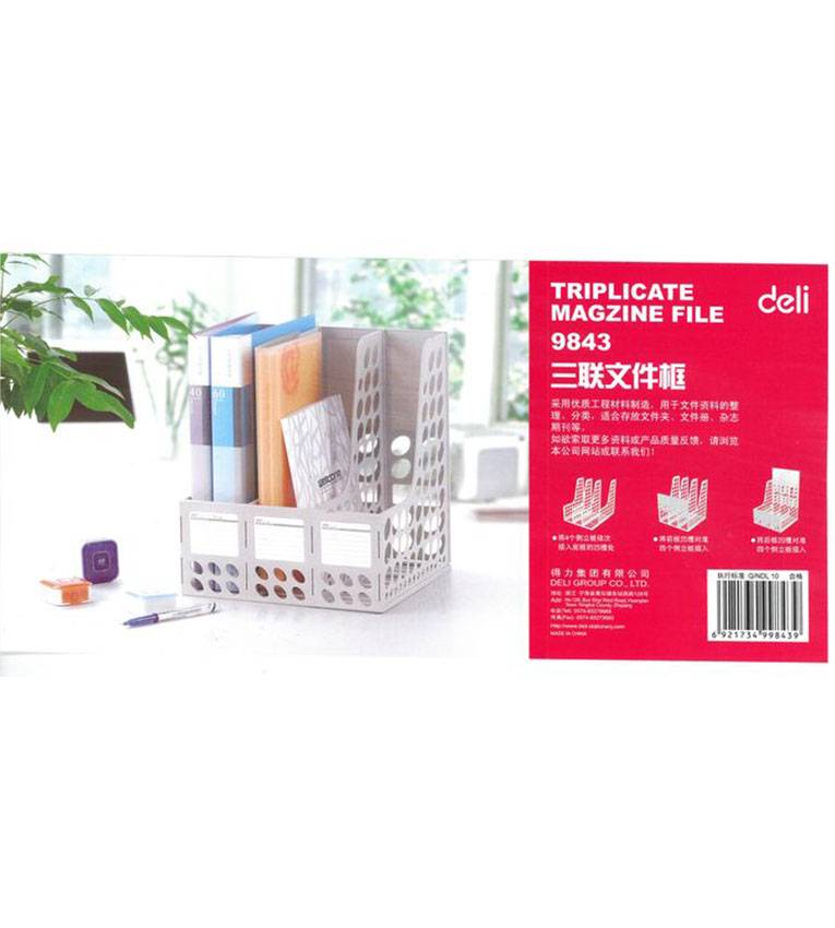 Deli Porte dossier de bureau en plastique Triple support
